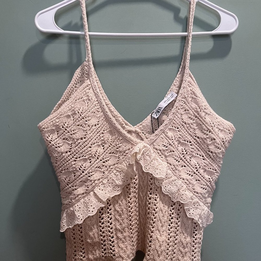 ZARA 100% Cotton Crochet Shirt